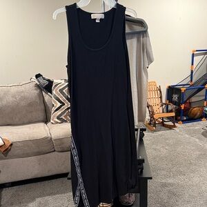 Michael Kors Black Sleeveless Bodycon Dress with Side Logo Trim